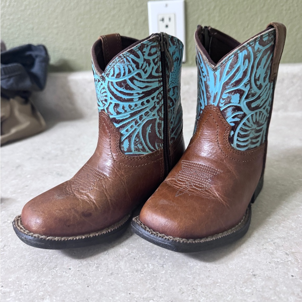 Ariat Kids Brown and Teal Boots